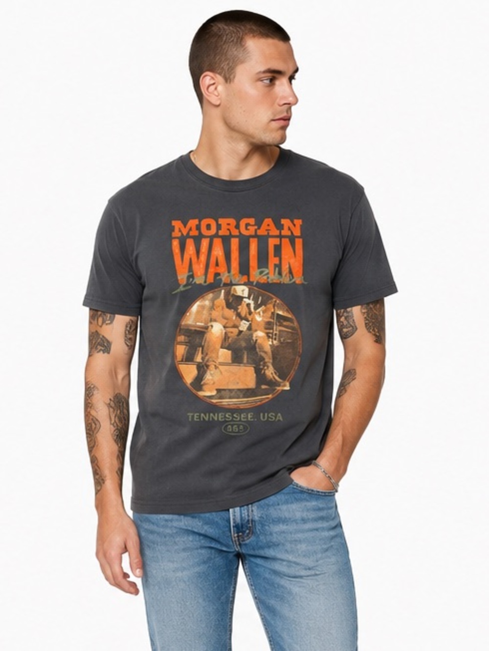 Morgan Wallen “Tennessee, USA 865” Graphic T-Shirt Men’s 2XL Charcoal Gray